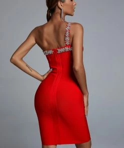Bellabarnett Hanny Crystal Cocktail Dress - Red CLOTHING