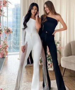 Bellabarnett Kanye One Shoulder Diamond Jumpsuit