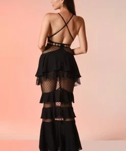 Bellabarnett Kapa Mesh Maxi Dress - Black CLOTHING