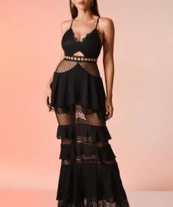 Bellabarnett Kapa Mesh Maxi Dress - Black CLOTHING