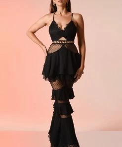 Bellabarnett Kapa Mesh Maxi Dress - Black CLOTHING