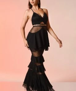 Bellabarnett Kapa Mesh Maxi Dress - Black CLOTHING