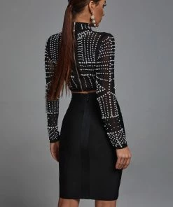 Bellabarnett Kiana Pearl Long Sleeve Set - Black CLOTHING