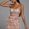 Bellabarnett CLOTHING Lalia Pink Sequin Feather Mini Dress