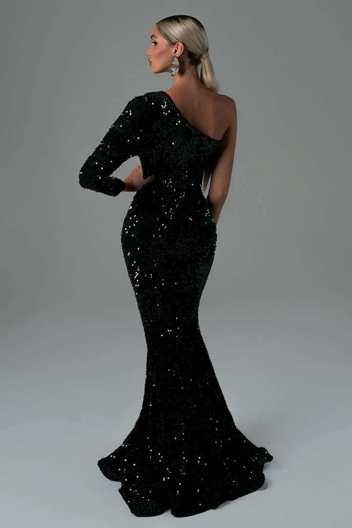 Bellabarnett Lapani One Shoulder Sequin Maxi Dress