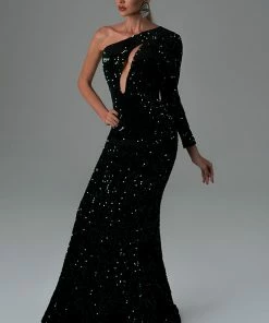 Bellabarnett Lapani One Shoulder Sequin Maxi Dress