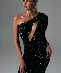 Bellabarnett Lapani One Shoulder Sequin Maxi Dress