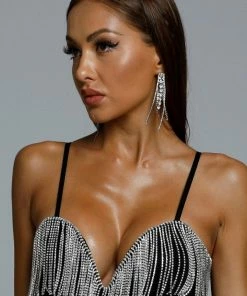 Bellabarnett CLOTHING Leena Rhinestone Tassel Earrings