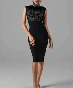 Bellabarnett Lilika Diamond Midi Cocktail Dress CLOTHING