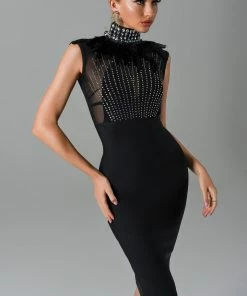 Bellabarnett Lilika Diamond Midi Cocktail Dress CLOTHING