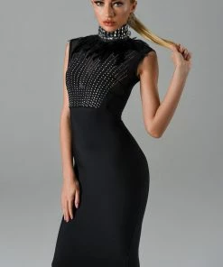 Bellabarnett Lilika Diamond Midi Cocktail Dress CLOTHING