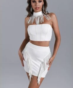 Bellabarnett CLOTHING Maddie White Fringe Set