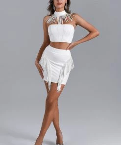 Bellabarnett CLOTHING Maddie White Fringe Set