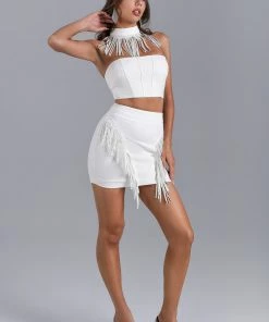 Bellabarnett CLOTHING Maddie White Fringe Set