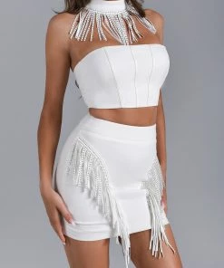 Bellabarnett CLOTHING Maddie White Fringe Set