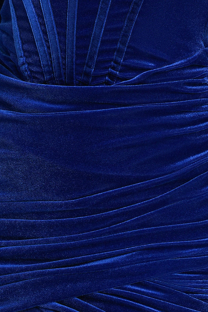 Bellabarnett Maeva Long Sleeve Cystal Trim Corset Dress - Blue CLOTHING