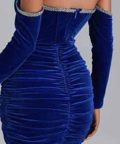 Bellabarnett Maeva Long Sleeve Cystal Trim Corset Dress - Blue CLOTHING