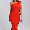 Bellabarnett Marine One Shoulder Midi Bandage Dress CLOTHING