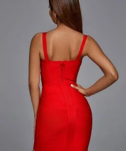 Bellabarnett Meadow Bandage Mini Dress - Red CLOTHING