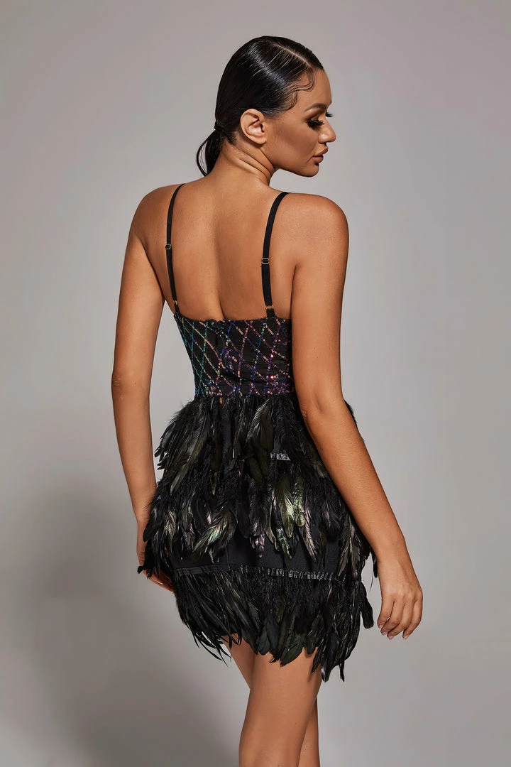 Bellabarnett CLOTHING Modivs Sequin Feather Dress