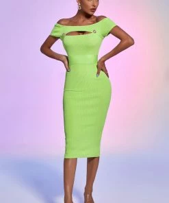 Bellabarnett Moka Off Shoulder Cutout Midi Dress