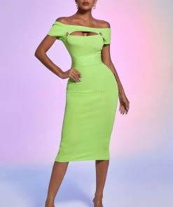 Bellabarnett Moka Off Shoulder Cutout Midi Dress