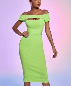 Bellabarnett Moka Off Shoulder Cutout Midi Dress