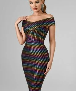 Bellabarnett Mota Off Shoulder Midi Bandage Dress