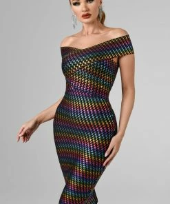 Bellabarnett Mota Off Shoulder Midi Bandage Dress