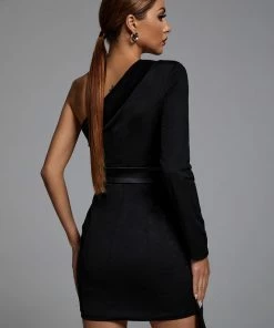 Bellabarnett CLOTHING Natalia One Shoulder Sequin Blazer Dress - Silver