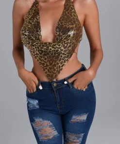 Bellabarnett CLOTHING Nichele Leopard Metal Top