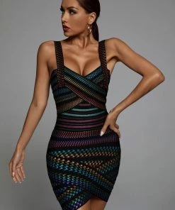 Bellabarnett Rainbow Bandage Dress CLOTHING