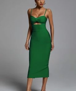 Bellabarnett Hollow Bandage Dress - Green