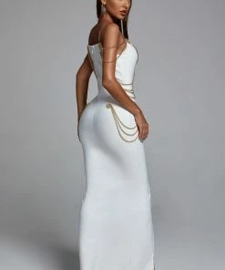 Bellabarnett Sakina Metal Embellishment Maxi Dress - White