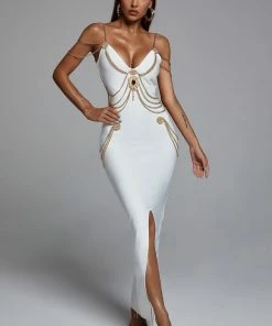 Bellabarnett Sakina Metal Embellishment Maxi Dress - White