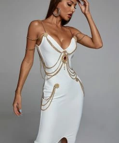 Bellabarnett Sakina Metal Embellishment Maxi Dress - White