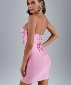 Bellabarnett CLOTHING Siena Diamonate Lace Up Mini Bandage Dress