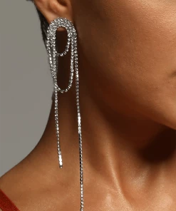 Bellabarnett Silver Diamante Tassel Earrings CLOTHING