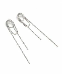 Bellabarnett Silver Diamante Tassel Earrings CLOTHING