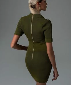 Bellabarnett CLOTHING Tersa Gold Buttons Mini Dress