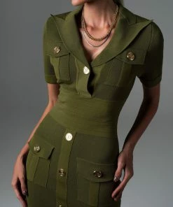 Bellabarnett CLOTHING Tersa Gold Buttons Mini Dress