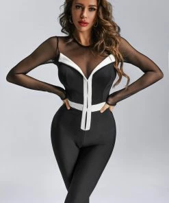 Bellabarnett Yashmira Mesh Bandage Jumpsuit CLOTHING