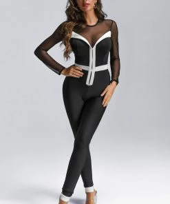 Bellabarnett Yashmira Mesh Bandage Jumpsuit CLOTHING