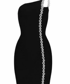 Bellabarnett Mimia One Shoulder Chain Mini Cocktail Dress CLOTHING