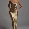 Bellabarnett CLOTHING Emily Metallic Gold Maxi Dress