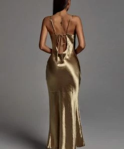 Bellabarnett CLOTHING Emily Metallic Gold Maxi Dress