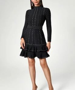 Bellabarnett CLOTHING Fareeshah Long Sleeve Black Mini Dress