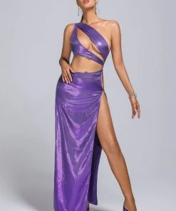 Tracking CLOTHING Benase Cutout Sequin Slit Maxi Dress