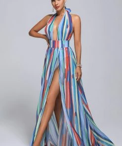 Bellabarnett Berky Halter Printed Maxi Dress CLOTHING