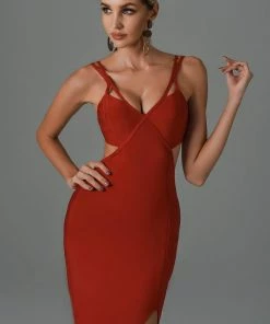 Bellabarnett Rizico Cutout Slit Maxi Bandage Dress CLOTHING